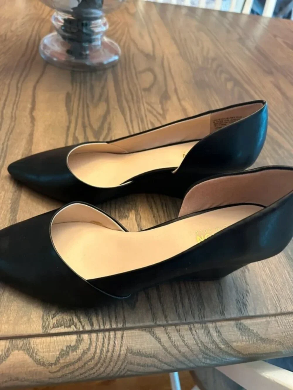 Black leather heels